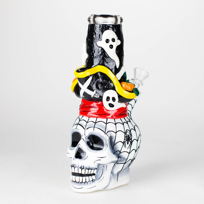 9" Pirate-Themed Sugar Skull Glass Bong [SK20]