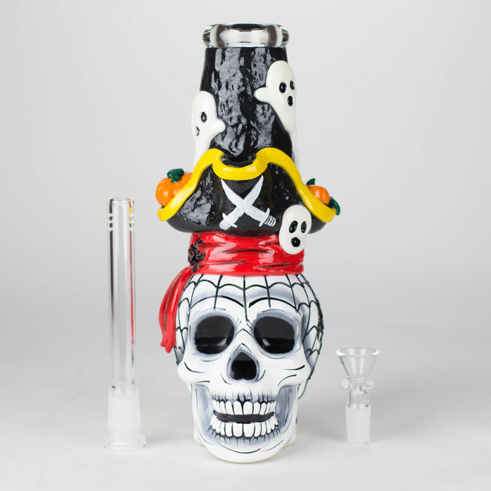 9" Pirate-Themed Sugar Skull Glass Bong [SK20]