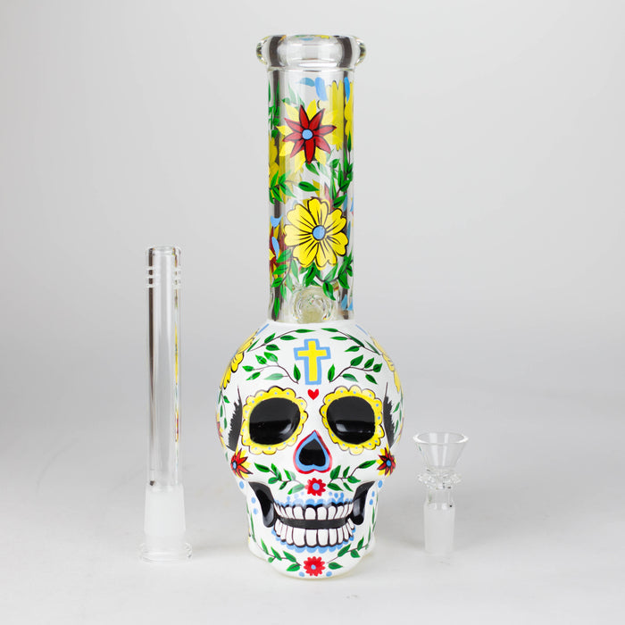 9" Sugar Skull-Themed glass bong [SK Series]