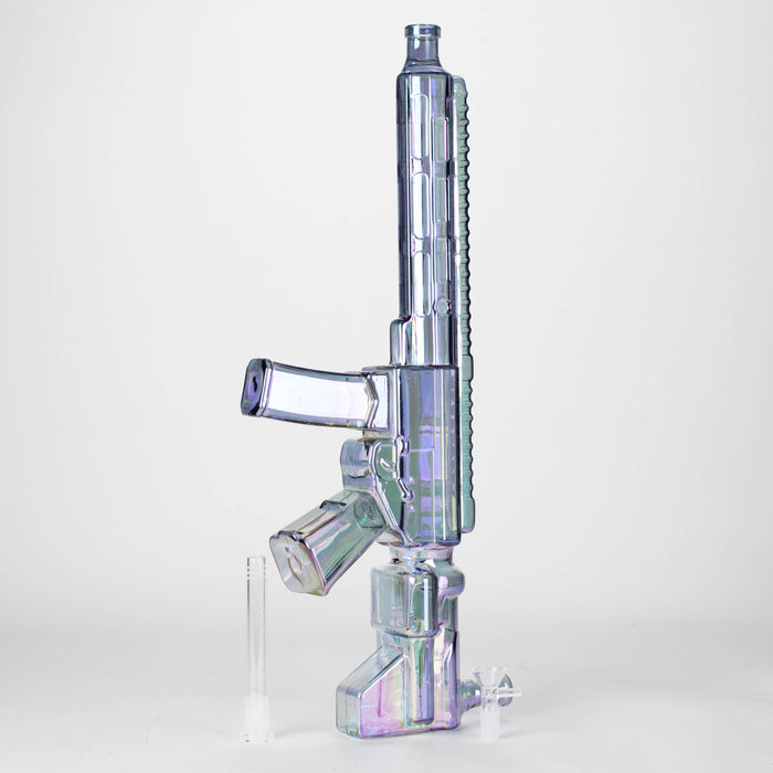 22" Electroplated Machin gun Design Glass Bong with Display Stand [GU003]