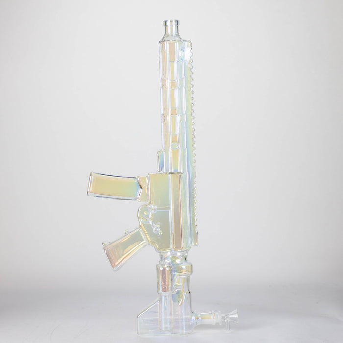 22" Electroplated Machin gun Design Glass Bong with Display Stand [GU003]