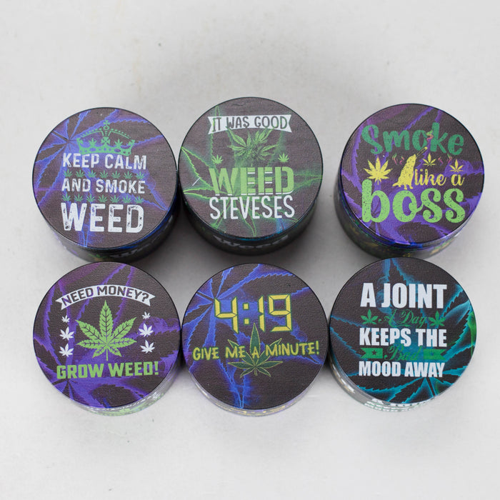 2" Metal Grinder 4 Layers with Weed Humor Design Box of 12