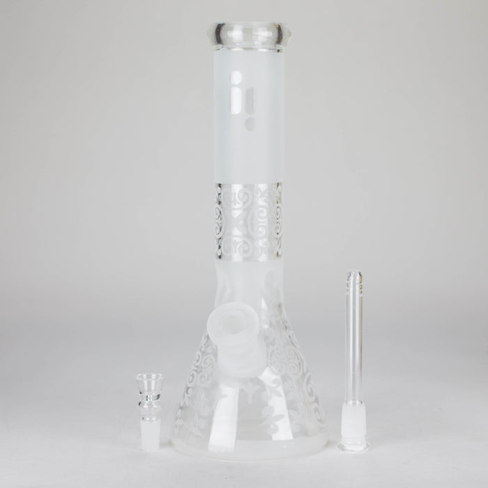 12" Frosted glass beaker water bong