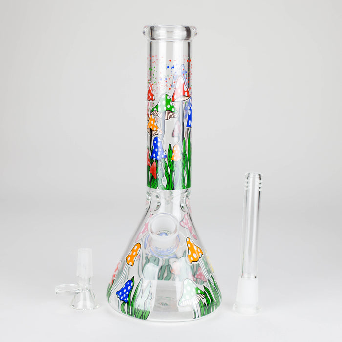 10" Glow in the dark Glass Bong With  Mushroom Design