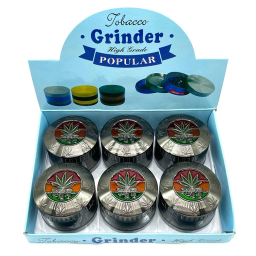 63mm Mirror Lid Leaf Design Gun Metal Grinder Box of 6 [GRI811]_6