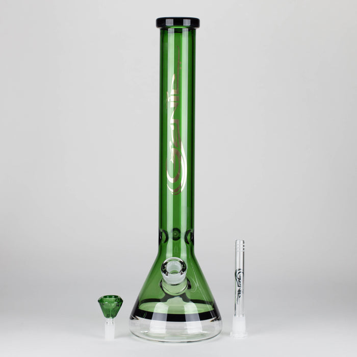 Genie | 18" 7 mm color-tube and clear-bottom beaker water bong [GE3110]