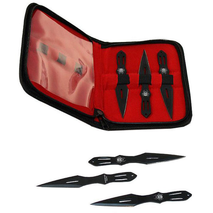 5.5″ Black Throwing Knives With Carrying Case Set Of 6 [5730]