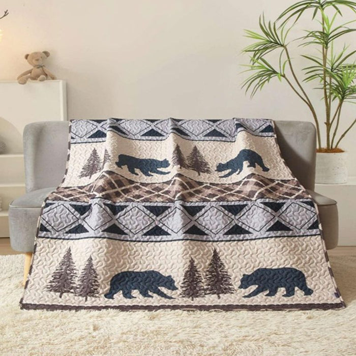 Lodge Collection Bear Design Reversible Throw Quilt [6100]