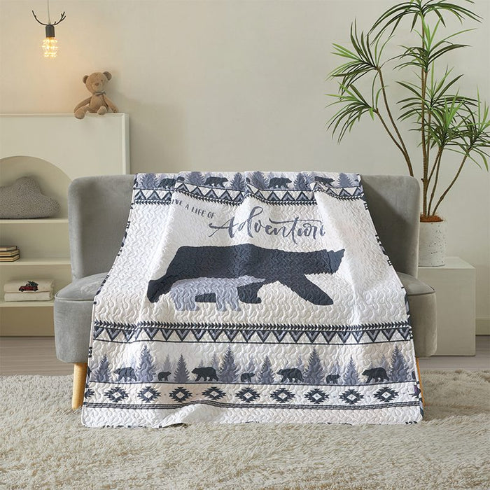 Lodge Collection Bear Design Reversible Throw Quilt [6100]