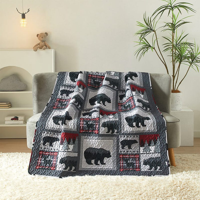 Lodge Collection Bear Design Reversible Throw Quilt [6100]