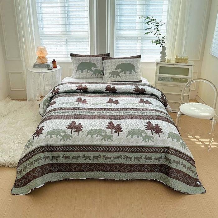 Lodge Collection 3pcs Queen size reversible quilt bed set [6110]