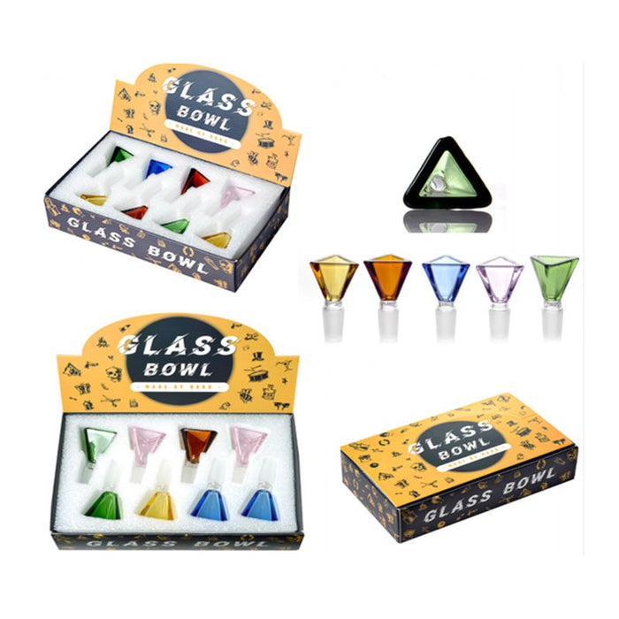 Triangle Male Join Glass Bowl Display Box of 8 [SMKJ-015]