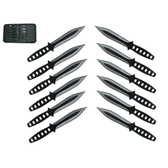 6″ Throwing Knives 12 Pcs Set – Black [T00045BK-12]