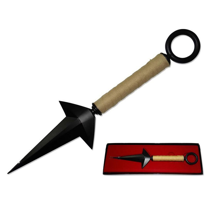 11″ Spikey Metal Solid Prism Shaped Kunai – Black [T00302]