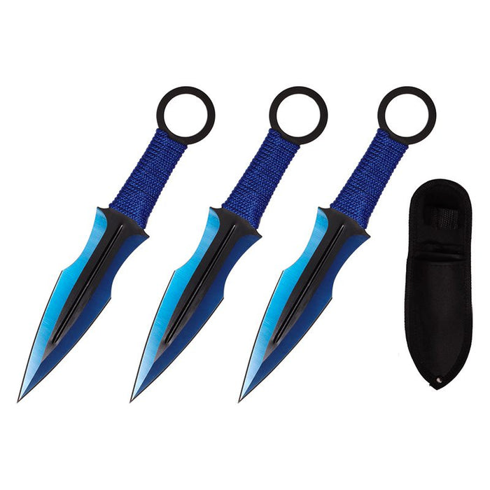 7.5″ Throwing Knives with Sheath 3 Pcs Set – Blue [T004207BL]