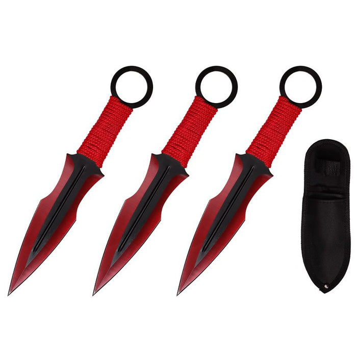 7.5″ Throwing Knives with Sheath 3 Pcs Set – Red [T004207RD]