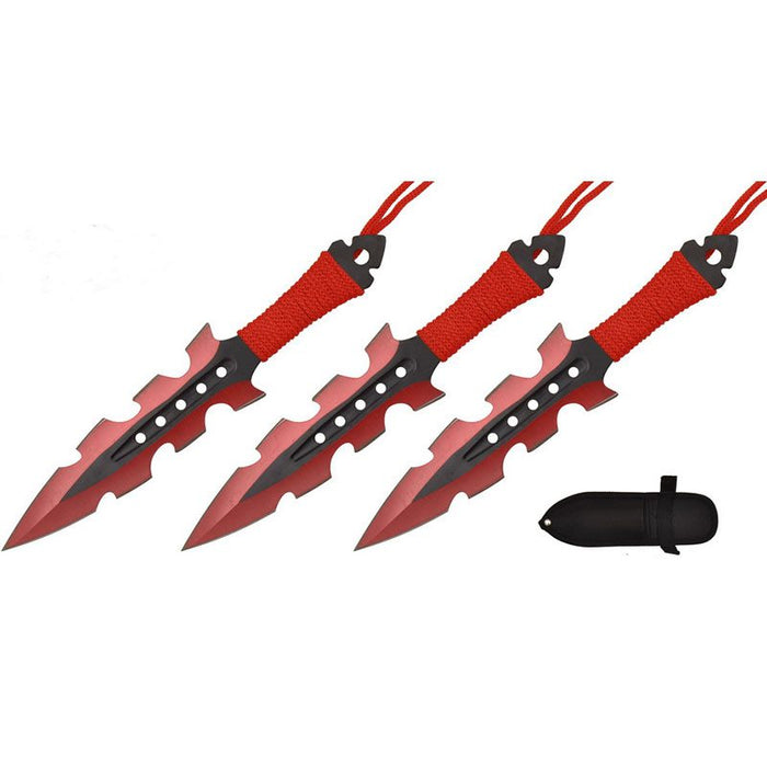 7.5″ Throwing Knives with Sheath 3 Pcs Set – Red [T004208RD]