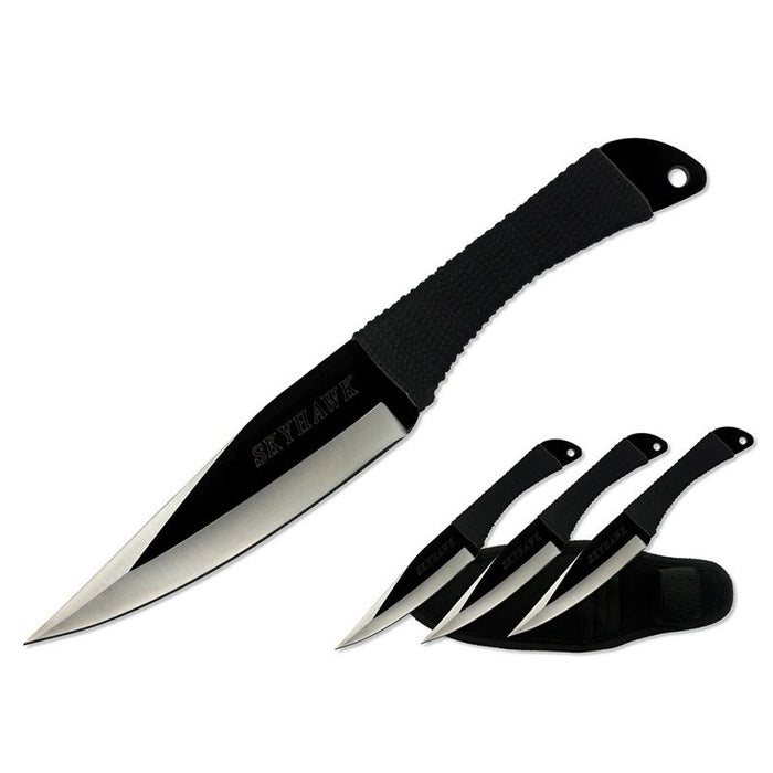 9″ Skyhawk Throwing Knives Two Tone Blade 3 Pcs Set – [T00603BK]