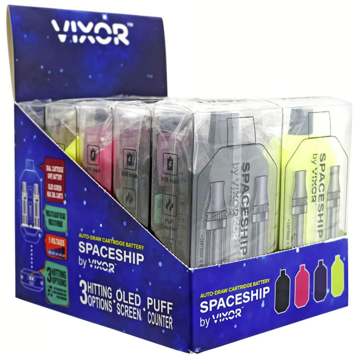 VIXOR | Spaceship 650mAh 510 Dual Cartridge Battery with puff counter Box of 10