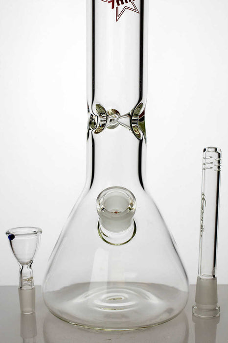 18" genie white-green dot glass beaker bong- - One Wholesale