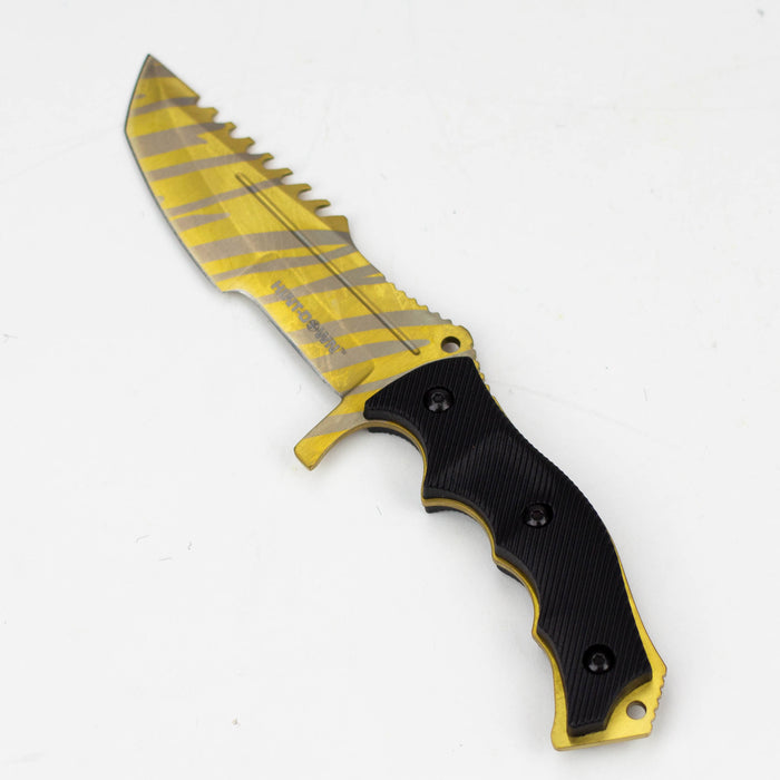 Hunt-Down  9.5" Hunting Knife Gold Color Full Tang Blade [9930]