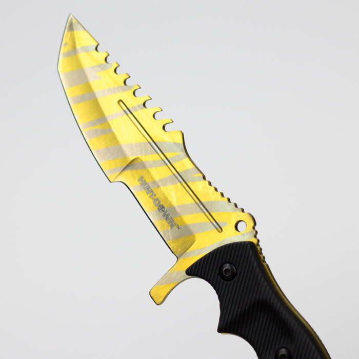 Hunt-Down  9.5" Hunting Knife Gold Color Full Tang Blade [9930]