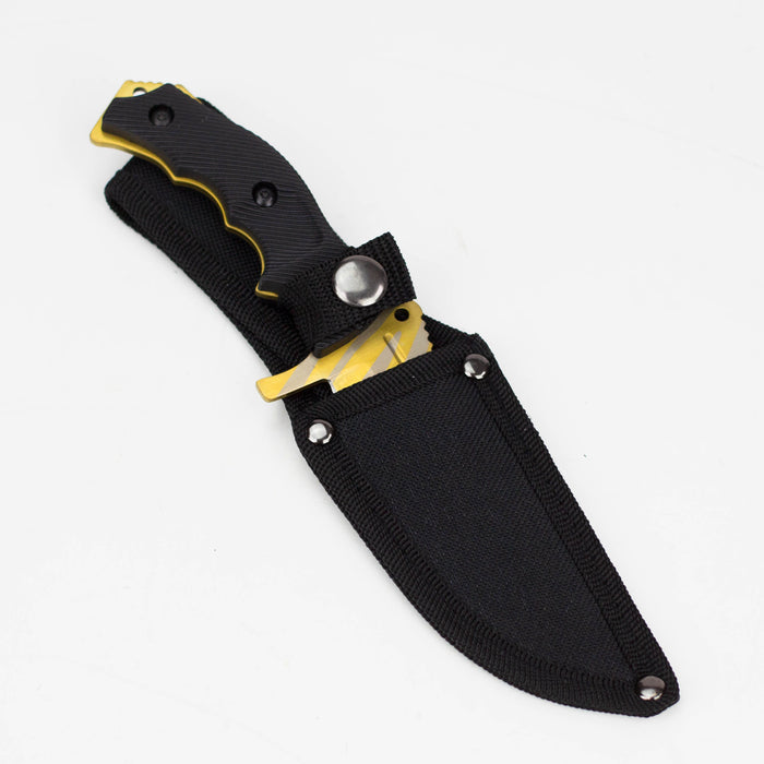 Hunt-Down  9.5" Hunting Knife Gold Color Full Tang Blade [9930]