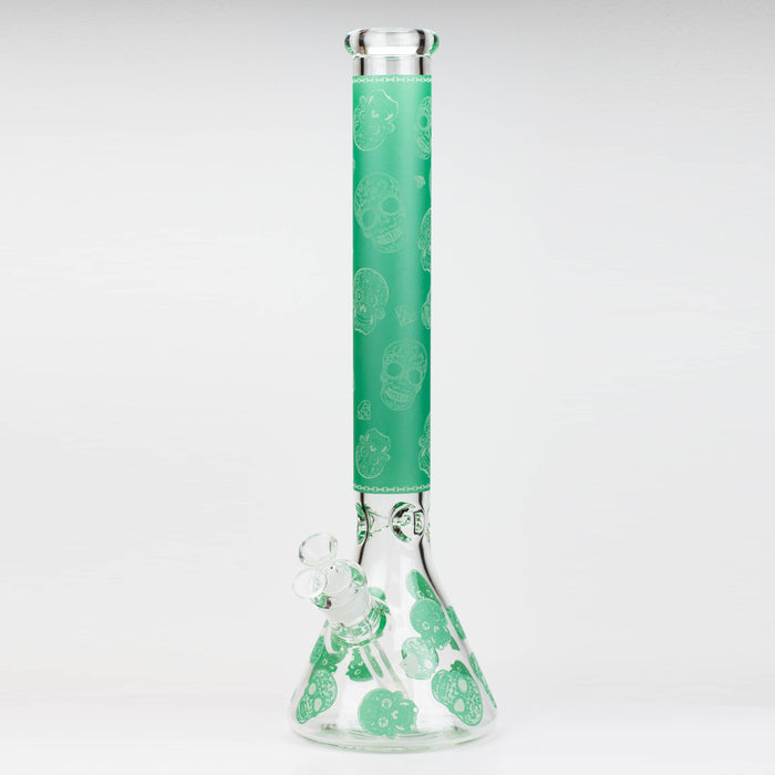 18" Skull Glow in the dark 7 mm glass water bong