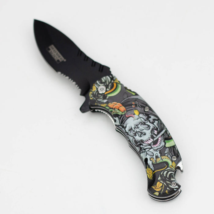 Defender-Xtreme  8.5" Snake Skull Folding Knife With Belt Clip [13170]