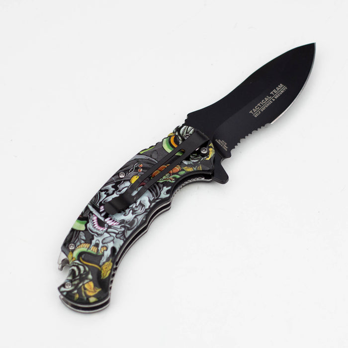 Defender-Xtreme  8.5" Snake Skull Folding Knife With Belt Clip [13170]