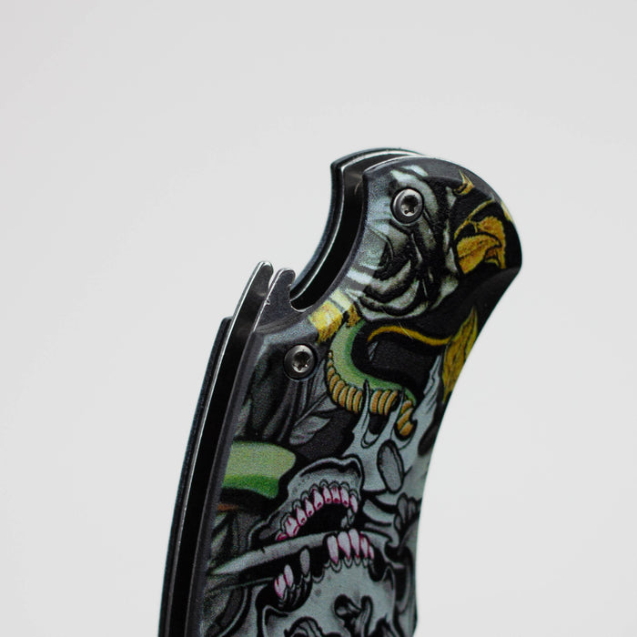 Defender-Xtreme  8.5" Snake Skull Folding Knife With Belt Clip [13170]