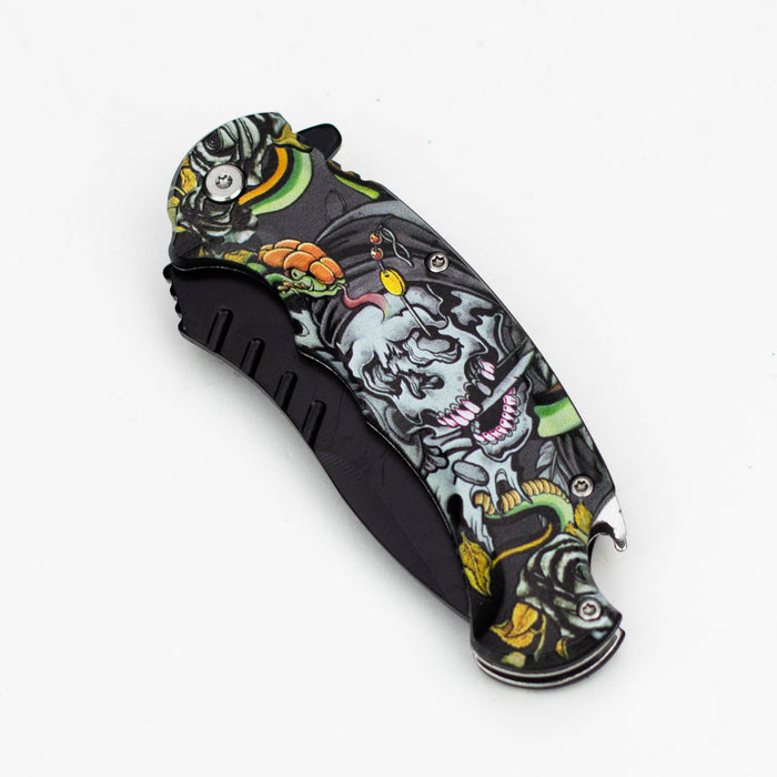 Defender-Xtreme  8.5" Snake Skull Folding Knife With Belt Clip [13170]