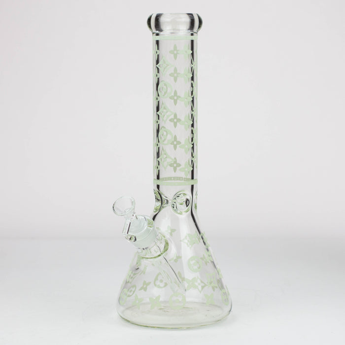 14" Luxury Pattern glow in the dark / 7mm / glass beaker bong [CH-107]