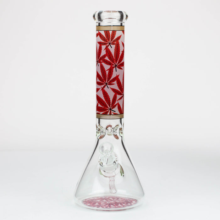 14" Leaf Pattern / 7mm / glass beaker bong [A21]