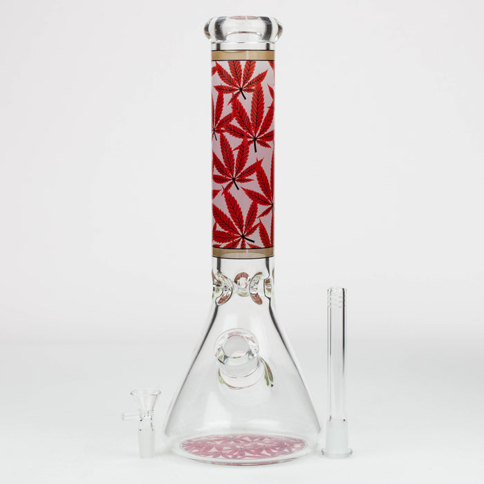 14" Leaf Pattern / 7mm / glass beaker bong [A21]