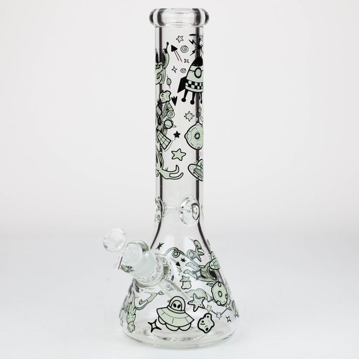 14" Glow in the dark 7 mm glass water bong [YG]