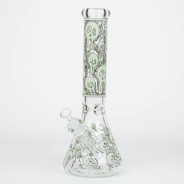 14" Ghost Pattern glow in the dark / 7mm / glass beaker bong [CH-105]