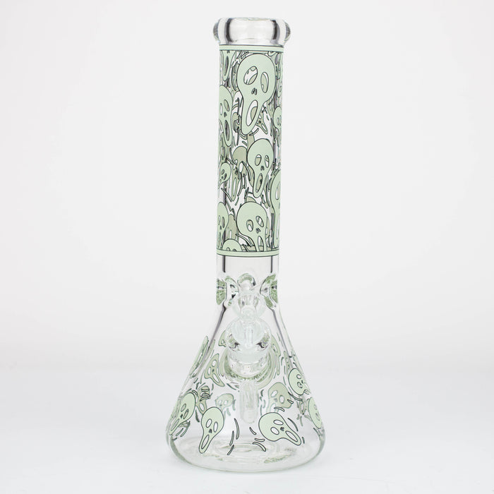 14" Ghost Pattern glow in the dark / 7mm / glass beaker bong [CH-105]