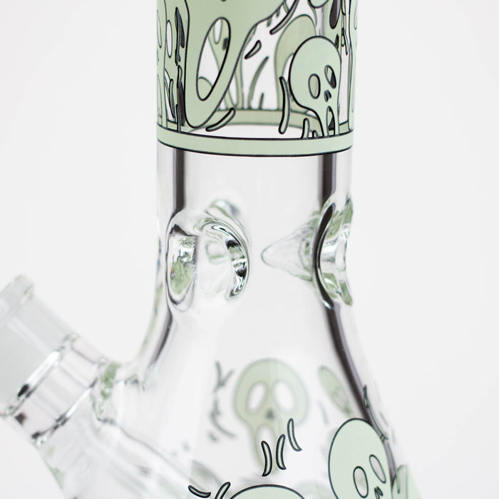 14" Ghost Pattern glow in the dark / 7mm / glass beaker bong [CH-105]