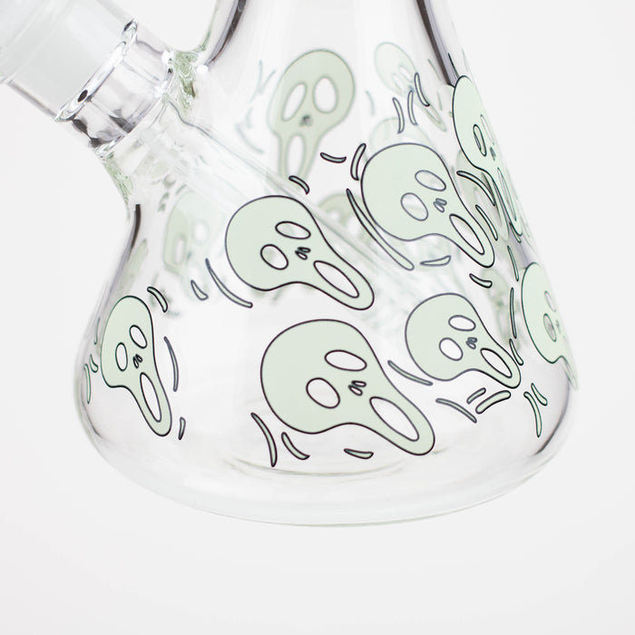 14" Ghost Pattern glow in the dark / 7mm / glass beaker bong [CH-105]