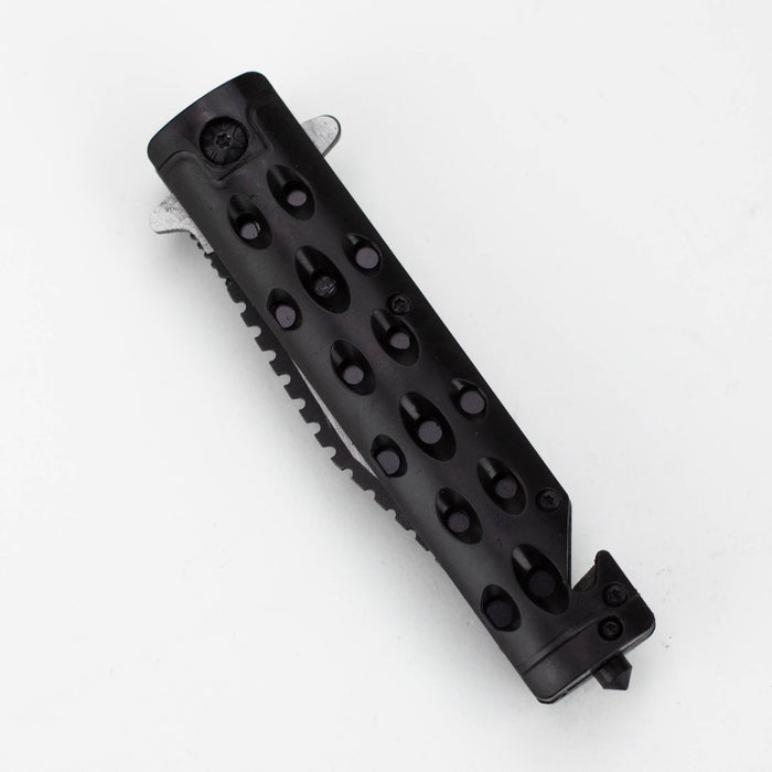 8.5" Defender Black Tactical Design Pocket Knife with Belt Clip [7672]