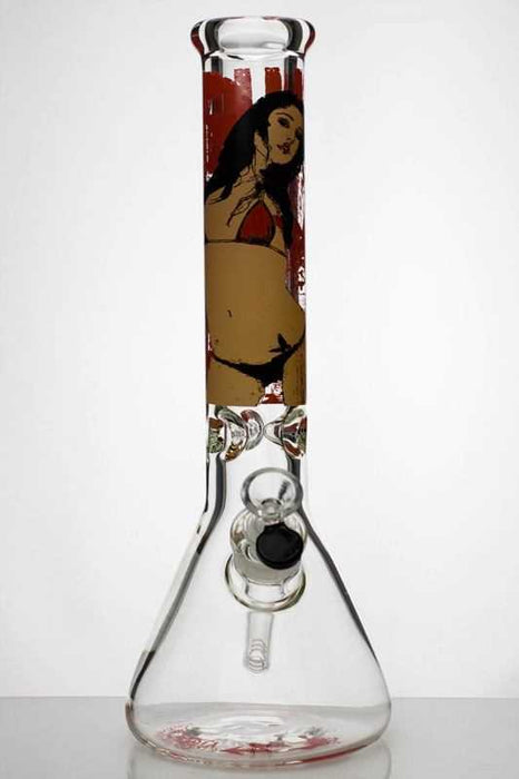 14 inches sexy girl cartoon heavy glass beaker water bong- - One Wholesale