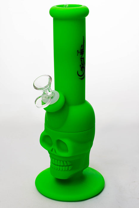 11" Genie Detachable solid color silicone skull water bong-Green - One Wholesale
