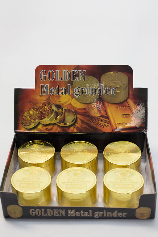 Gold 4 parts metal grinder in a display- - One Wholesale