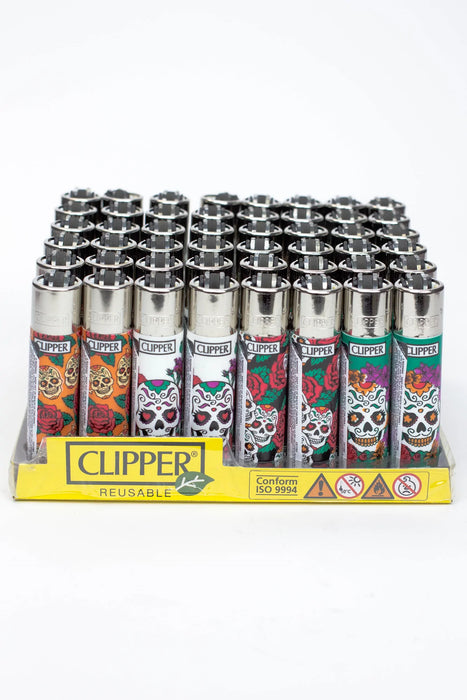 Clipper Mexican Skull Refillable Lighters- - One Wholesale