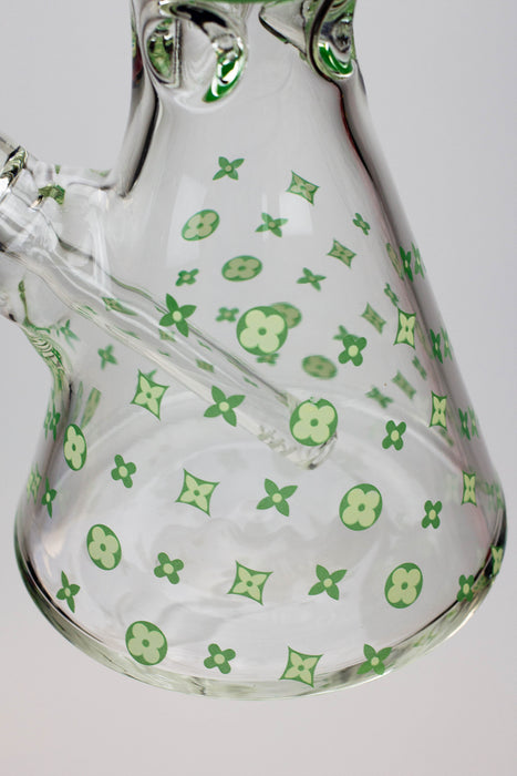 18" Luxury Patterned Glow in the dark 7 mm glass bong- - One Wholesale