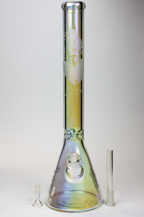 19" Genie Metallic MM sandblast 7 mm glass beaker bong- - One Wholesale