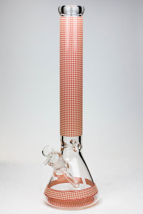 18" Diamond pattern Glow in the dark 7 mm glass beaker bong-Pink - One Wholesale