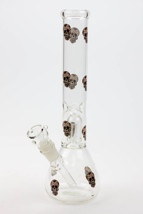 11.5" single dome percolator glass water bong-Skull - One Wholesale