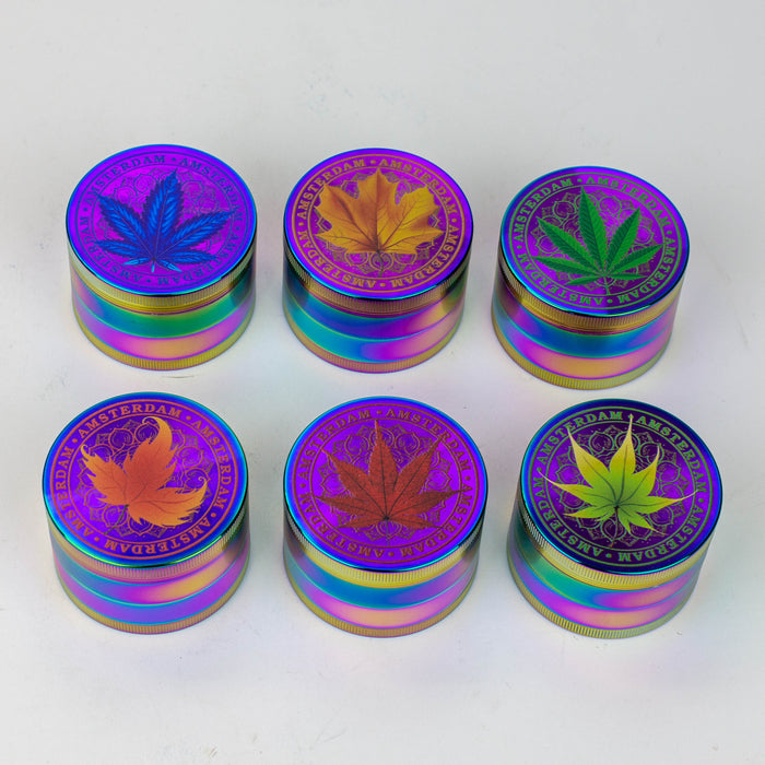 GENIE 4 parts 63 mm Leaf rainbow metal grinder Box of 6- - One Wholesale